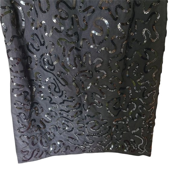 Talbots Long Skirt Black Sequin Swirl Detail Size 6 Lined - Picture 8 of 8